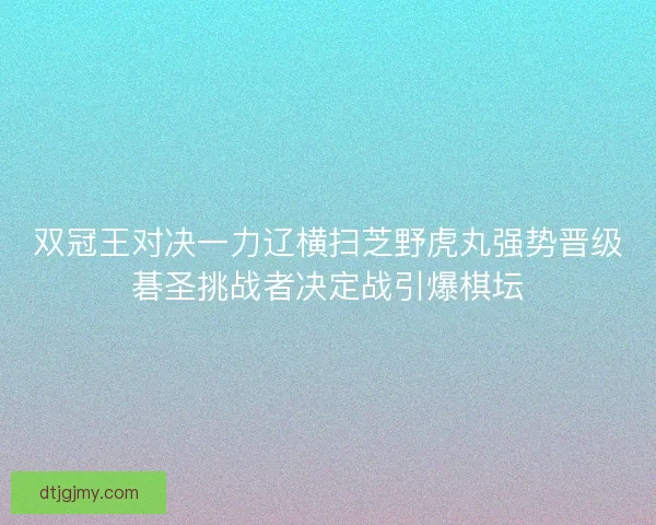 双冠王对决一力辽横扫芝野虎丸强势晋级碁圣挑战者决定战引爆棋坛 双冠王对决一力辽横扫芝野虎丸强势晋级碁圣挑战者决定战引爆棋坛