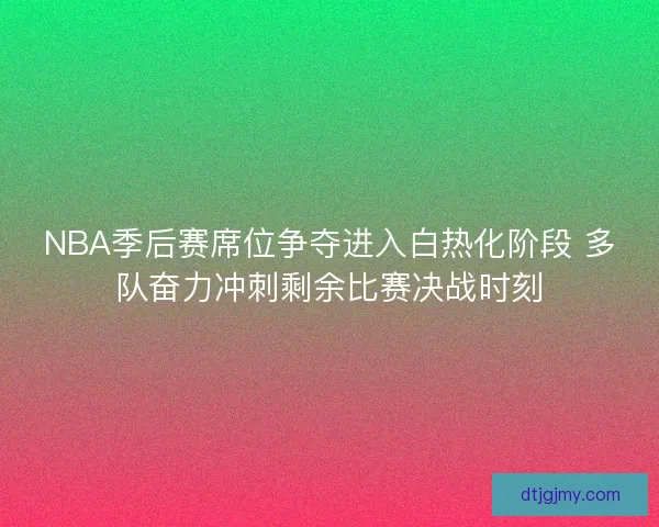 NBA季后赛席位争夺进入白热化阶段 多队奋力冲刺剩余比赛决战时刻