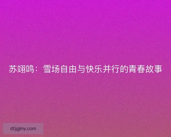 苏翊鸣:雪场自由与快乐并行的青春故事 苏翊鸣:雪场自由与快乐并行的青春故事