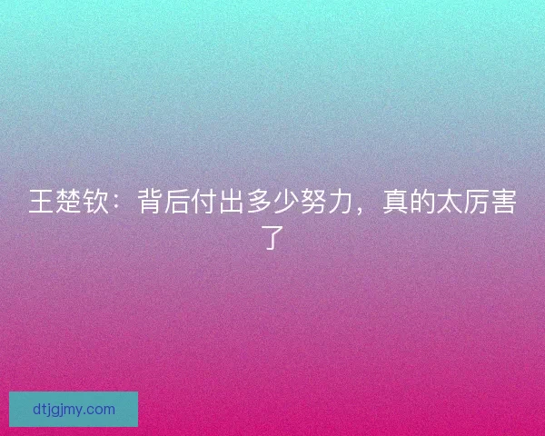 王楚钦：背后付出多少努力，真的太厉害了
