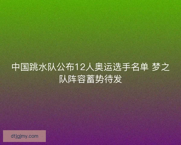 中国跳水队公布12人奥运选手名单 梦之队阵容蓄势待发 中国跳水队公布12人奥运选手名单 梦之队阵容蓄势待发